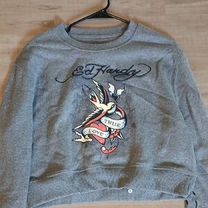 Ed Hardy Gray Sweatshirt with Tattoo Design